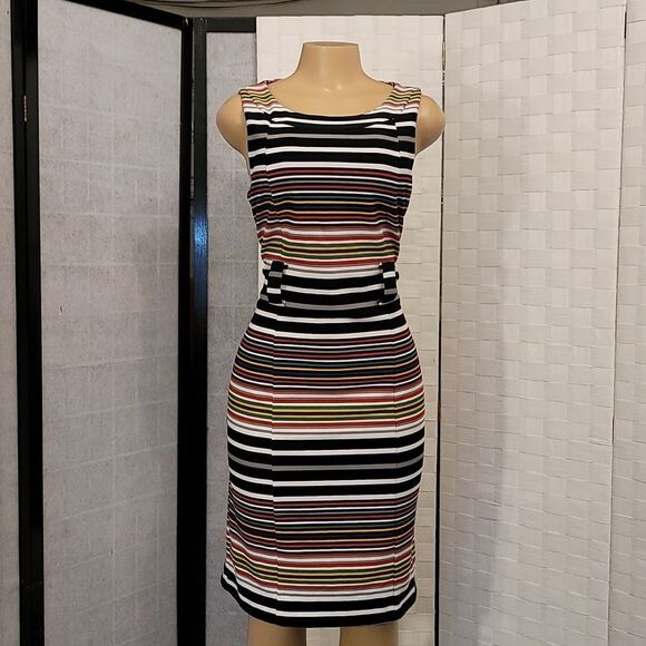 BRAND NEW I LE NEW YORK MULTI-COLOR STRIPE CASUAL DRESS - Picture 7 of 16